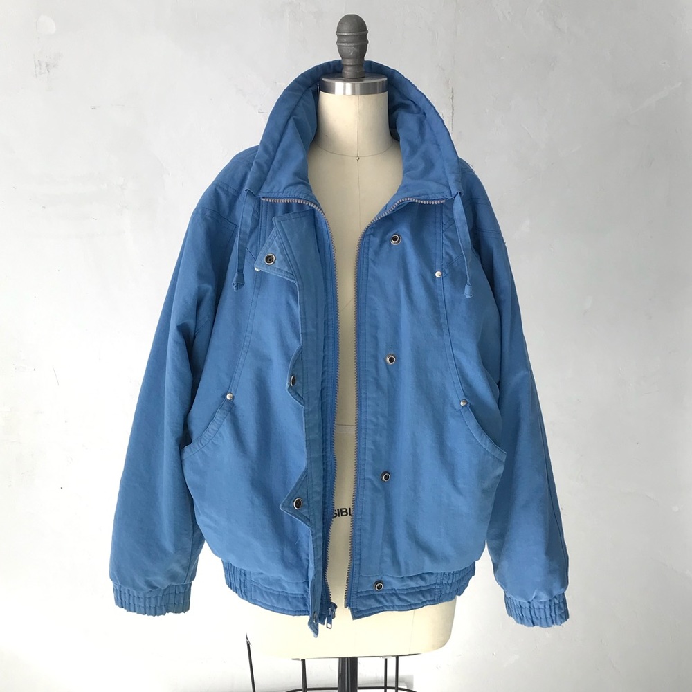 1980’s Blue Winter Jacket - Zig-zag Button Accents
